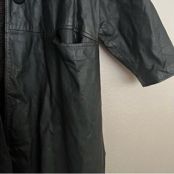Vintage G-III Black Long Leather Trench‎ Coat Size: 10 - Picture 6 of 12